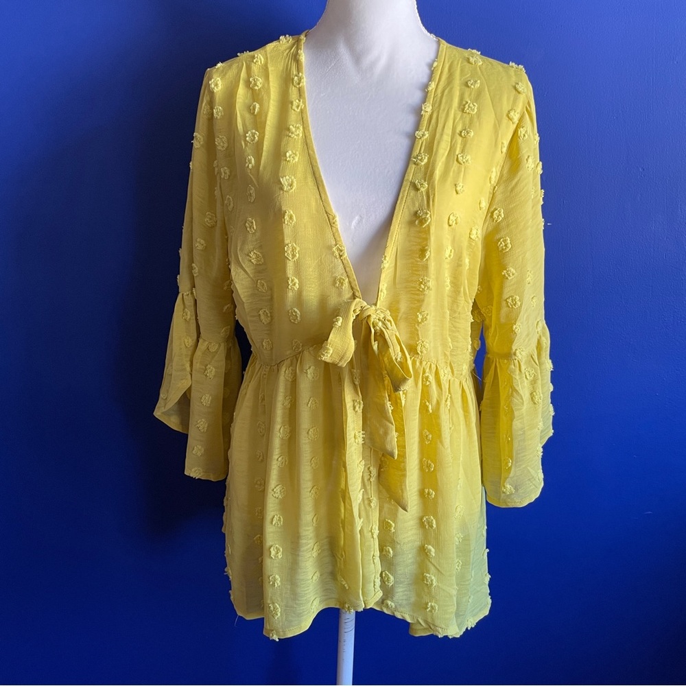 Chiffon Clip Dot 3/4 Sleeve Kimono